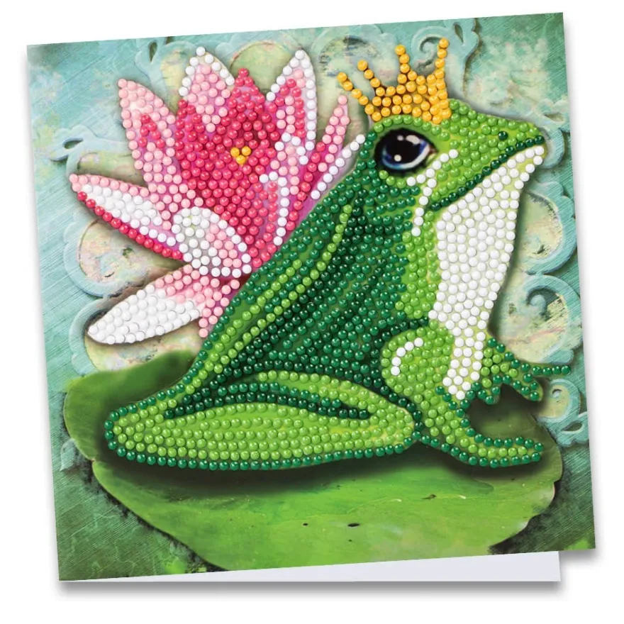 Diamond-Painting-Grußkarte, Froschkönig, 16cm x 16cm, inkl. Zubehör