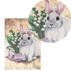 Diamond-Painting-Grußkarte, Hase 3, 11,5cm x 16,5cm, inkl. Zubehör