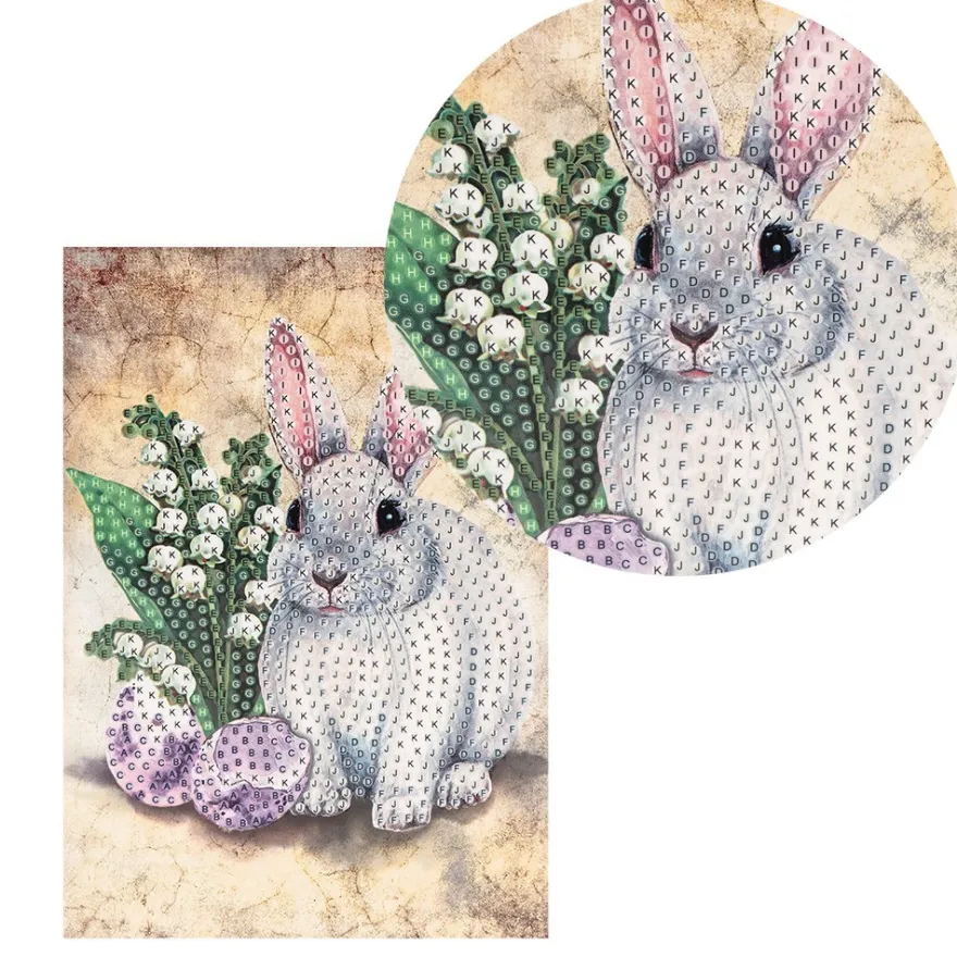 Diamond-Painting-Grußkarte, Hase 3, 11,5cm x 16,5cm, inkl. Zubehör