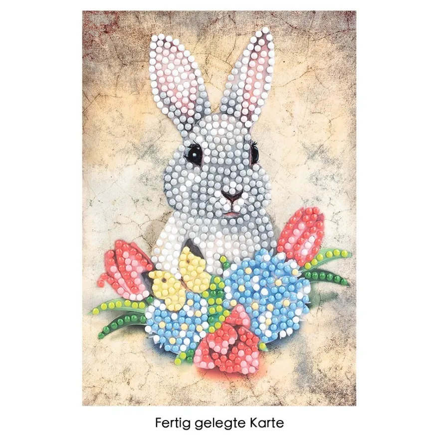 Diamond-Painting-Grußkarte, Hase 2, 11,5cm x 16,5cm, inkl. Zubehör