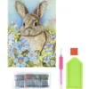 Diamond-Painting-Grußkarte, Hase mit blauen Blumen, 11,5cm x 16,5cm, inkl. Zubehör