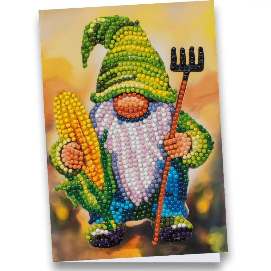 Diamond-Painting-Grußkarte, Herbstwichtel, 11,5cm x 16,5cm, inkl. Zubehör