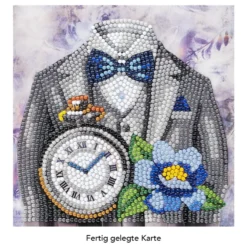 Diamond-Painting-Grußkarte, Herrenmotiv mit Uhr, 16cm x 16cm, inkl. Zubehör