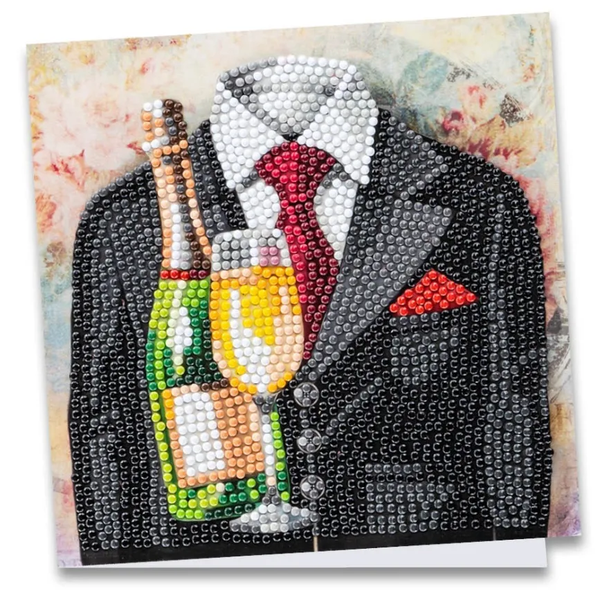 Diamond-Painting-Grußkarte, Herrenmotiv mit Sekt, 16cm x 16cm, inkl. Zubehör