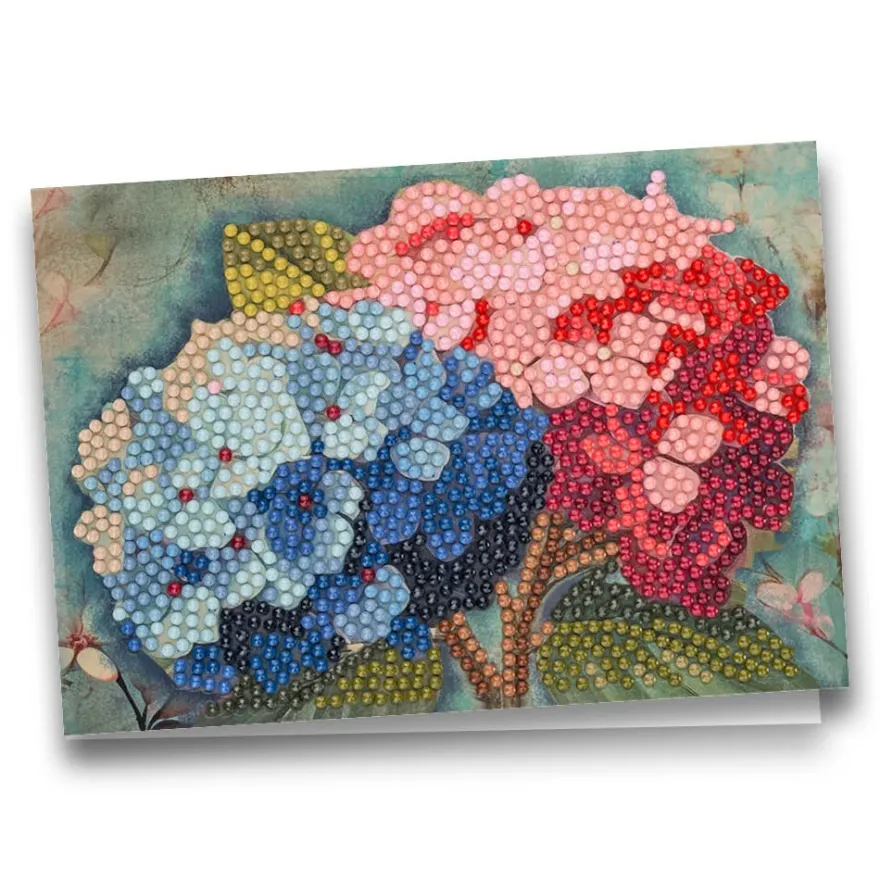 Diamond-Painting-Grußkarte, Hortensien, 16,5cm x 11,5cm, inkl. Zubehör