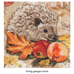 Diamond-Painting-Grußkarte, Igel mit Herbstdeko, 16cm x 16cm, inkl. Zubehör