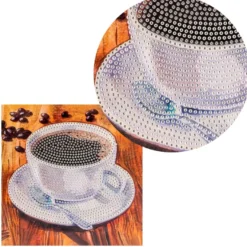 Diamond-Painting-Grußkarte, Kaffeetasse, 16cm x 16cm, inkl. Zubehör