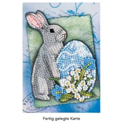 Diamond-Painting-Grußkarte, Kaninchen mit Osterei, 11,5cm x 16,5cm, inkl. Zubehör