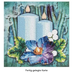 Diamond-Painting-Grußkarte, Kerzen mit Christrose, 16cm x 16cm, inkl. Zubehör