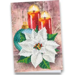 Diamond-Painting-Grußkarte, Kerzen mit Weihnachtsstern, 11,5cm x 16,5cm, inkl. Zubehör