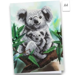 Diamond-Painting-Grußkarte, Koalas, DIN A4, inkl. Zubehör