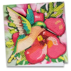Diamond-Painting-Grußkarte, Kolibri 1, 16cm x 16cm, inkl. Zubehör