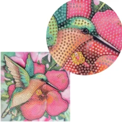 Diamond-Painting-Grußkarte, Kolibri 1, 16cm x 16cm, inkl. Zubehör