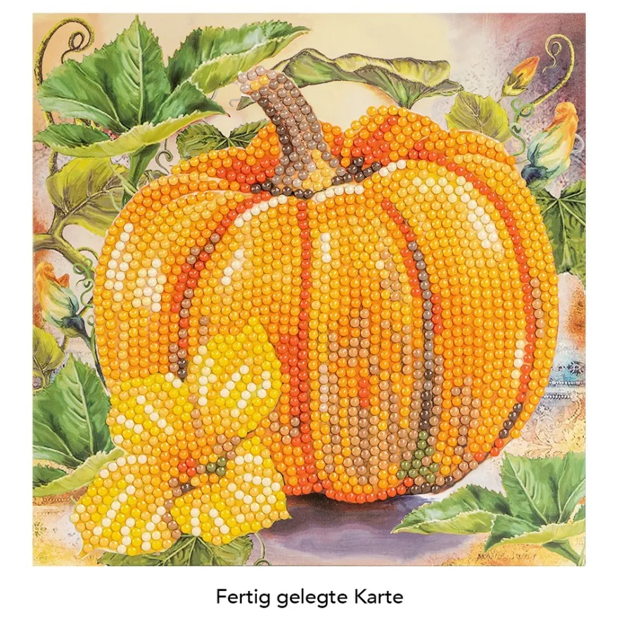 Diamond-Painting-Grußkarte, Kürbis, 16cm x 16cm, inkl. Zubehör