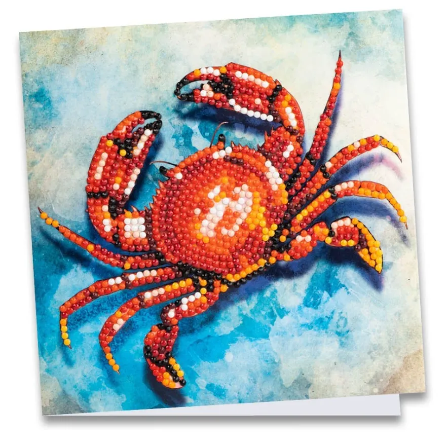 Diamond-Painting-Grußkarte, Krebs, 16cm x 16cm, inkl. Zubehör