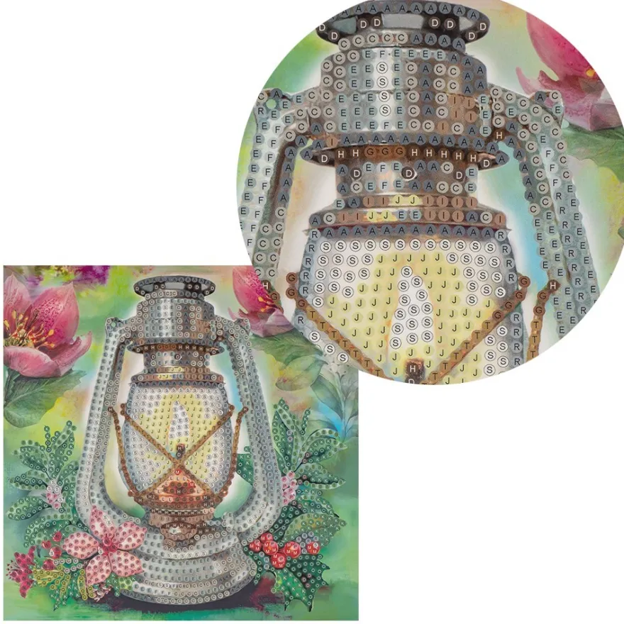 Diamond-Painting-Grußkarte, Laterne 2, 16cm x 16cm, inkl. Zubehör