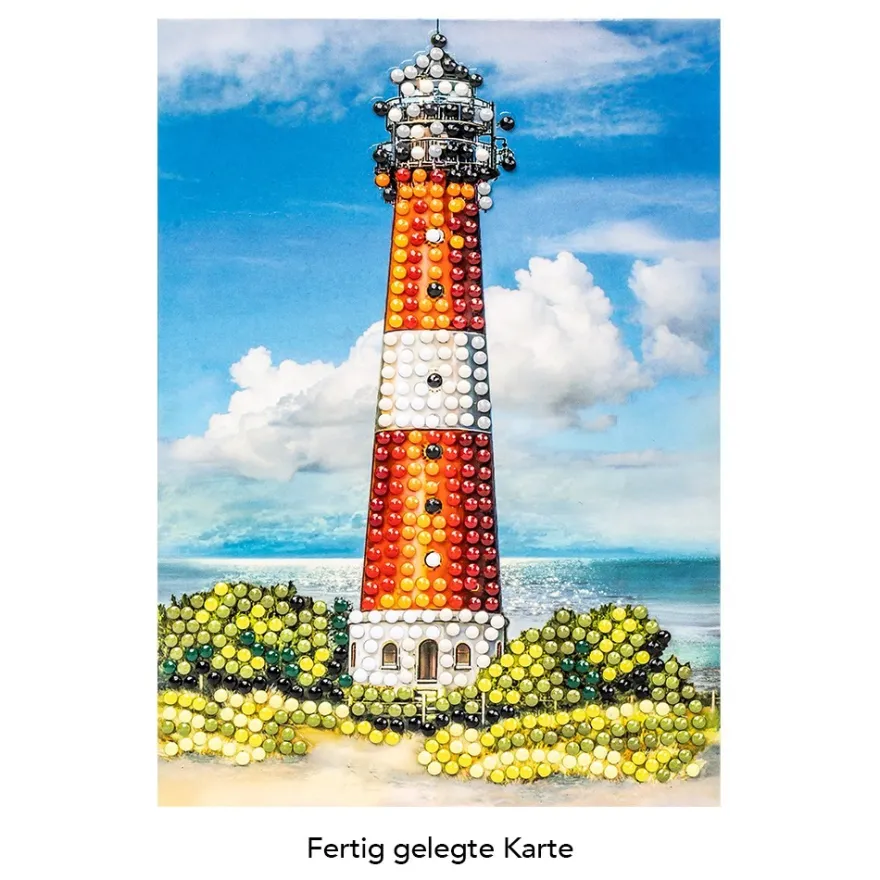 Diamond-Painting-Grußkarte, Leuchtturm, 11,5cm x 16,5cm, inkl. Zubehör