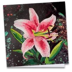 Diamond-Painting-Grußkarte, Lilie 3, 16cm x 16cm, inkl. Zubehör