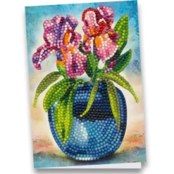 Diamond-Painting-Grußkarte, Lilien in Vase, 11,5cm x 16,5cm, inkl. Zubehör
