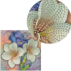 Diamond-Painting-Grußkarte, Lilien und Iris, 16cm x 16cm, inkl. Zubehör