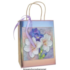 Diamond-Painting-Grußkarte, Lilien und Iris, 16cm x 16cm, inkl. Zubehör