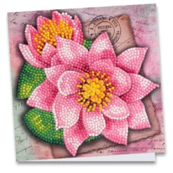 Diamond-Painting-Grußkarte, Lotusblüten, 16cm x 16cm, inkl. Zubehör