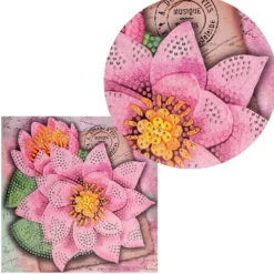 Diamond-Painting-Grußkarte, Lotusblüten, 16cm x 16cm, inkl. Zubehör