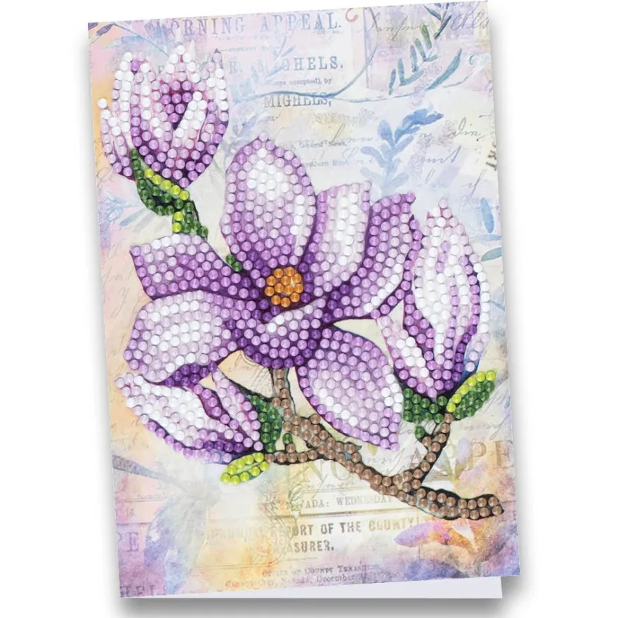 Diamond-Painting-Grußkarte, Magnolie, 11,5cm x 16,5cm, inkl. Zubehör
