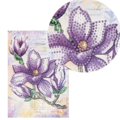 Diamond-Painting-Grußkarte, Magnolie, 11,5cm x 16,5cm, inkl. Zubehör