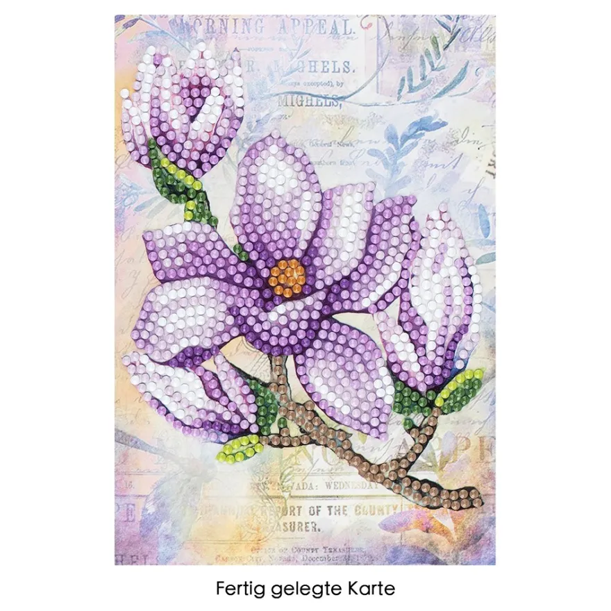 Diamond-Painting-Grußkarte, Magnolie, 11,5cm x 16,5cm, inkl. Zubehör