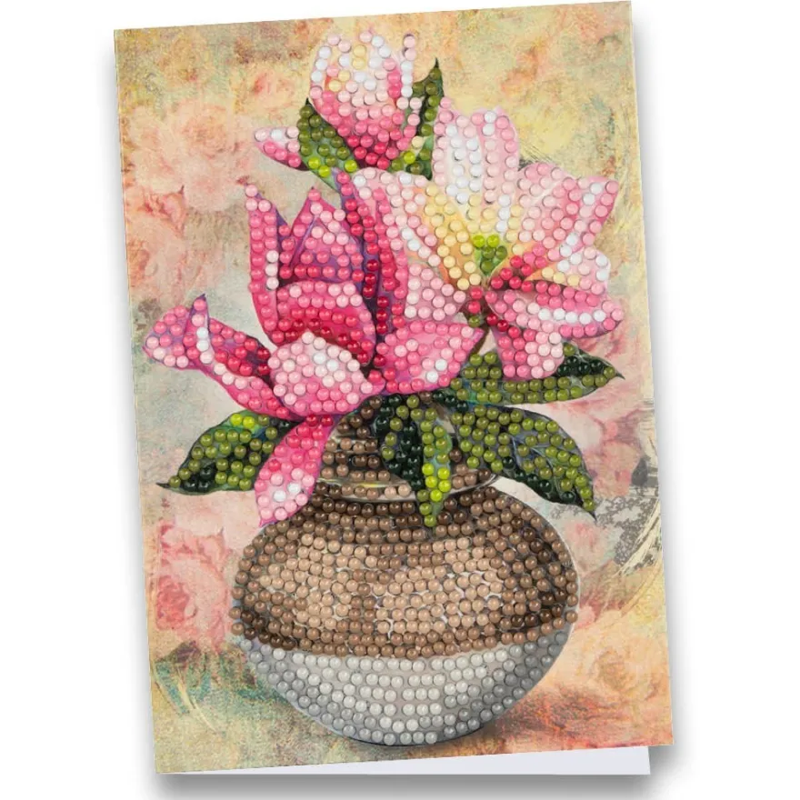 Diamond-Painting-Grußkarte, Magnolie in Vase 1, 11,5cm x 16,5cm, inkl. Zubehör