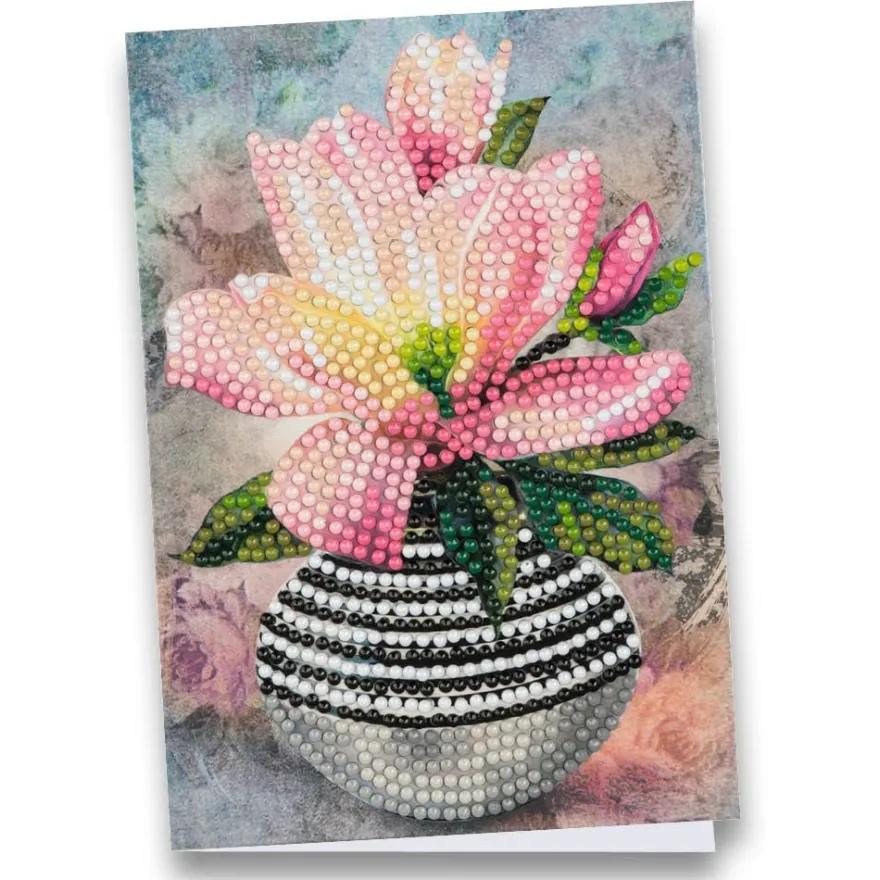 Diamond-Painting-Grußkarte, Magnolie in Vase 2, 11,5cm x 16,5cm, inkl. Zubehör