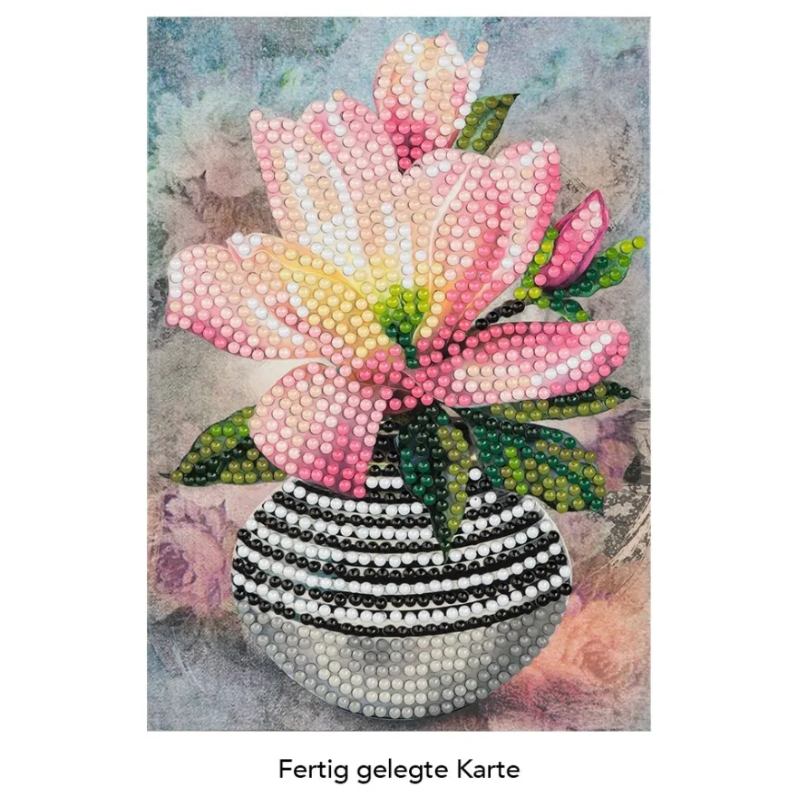 Diamond-Painting-Grußkarte, Magnolie in Vase 2, 11,5cm x 16,5cm, inkl. Zubehör