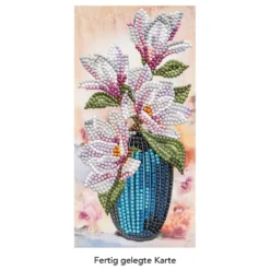 Diamond-Painting-Grußkarte, Magnolien in Vase 2, 10,5cm x 21cm, inkl. Zubehör