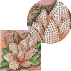 Diamond-Painting-Grußkarte, Magnolie, 16cm x 16cm, inkl. Zubehör