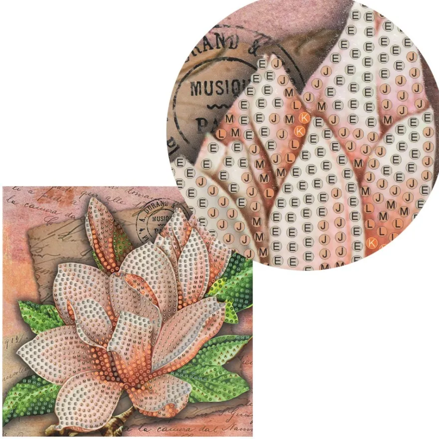 Diamond-Painting-Grußkarte, Magnolie, 16cm x 16cm, inkl. Zubehör