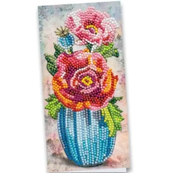 Diamond-Painting-Grußkarte, Mohn in Vase, 10,5cm x 21cm, inkl. Zubehör