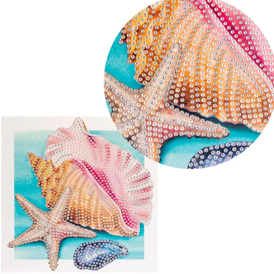 Diamond-Painting-Grußkarte, Muscheln, 16cm x 16cm, inkl. Zubehör
