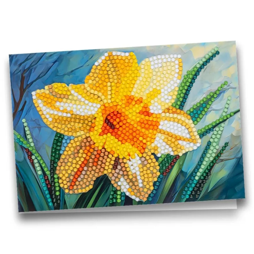 Diamond-Painting-Grußkarte, Narzisse, 16,5cm x 11,5cm, inkl. Zubehör