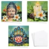 Diamond-Painting-Grußkarten, Spirituelle Reise 2, je 16cm x 16cm, inkl. Umschläge, 3 Stück