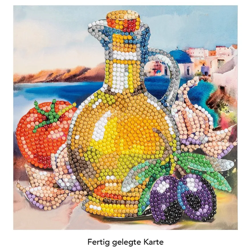 Diamond-Painting-Grußkarte, Olivenöl, 16cm x 16cm, inkl. Zubehör