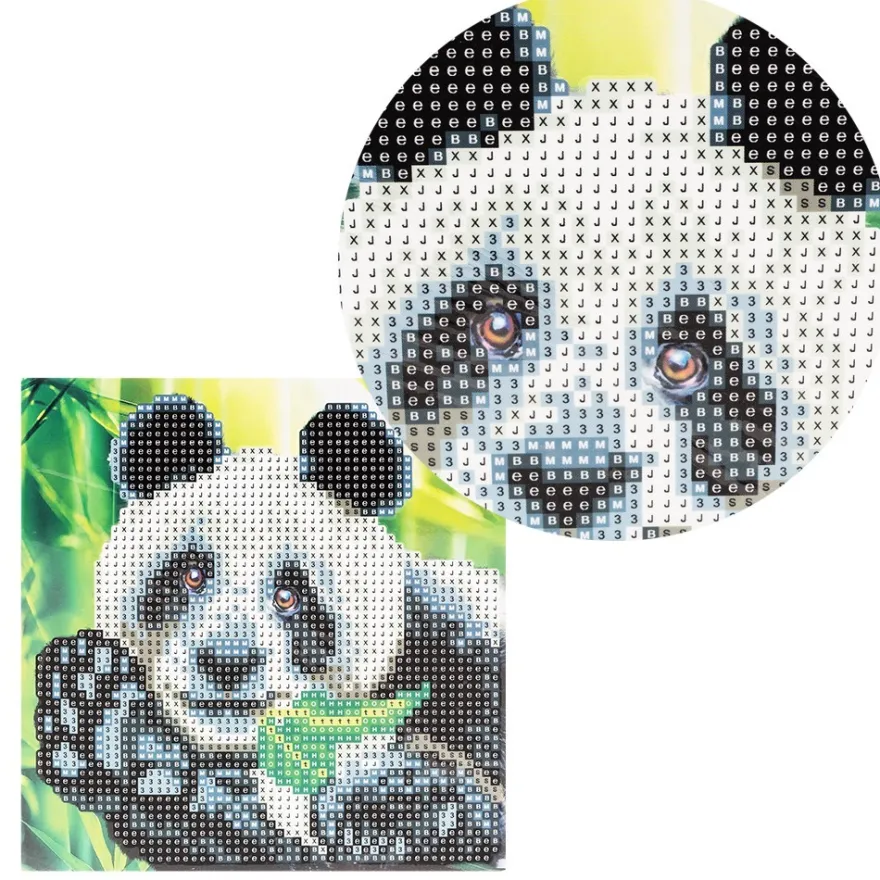 Diamond-Painting-Grußkarte, Panda, 16cm x 16cm, inkl. Zubehör