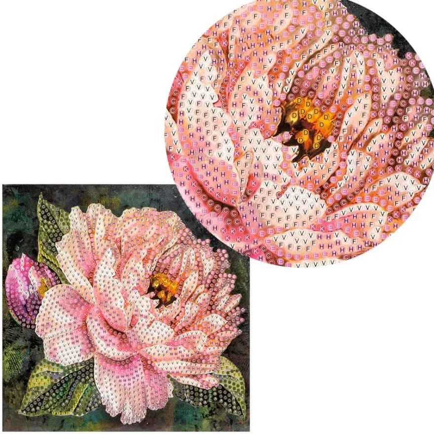 Diamond-Painting-Grußkarte, Pfingstrose, 16cm x 16cm, inkl. Zubehör