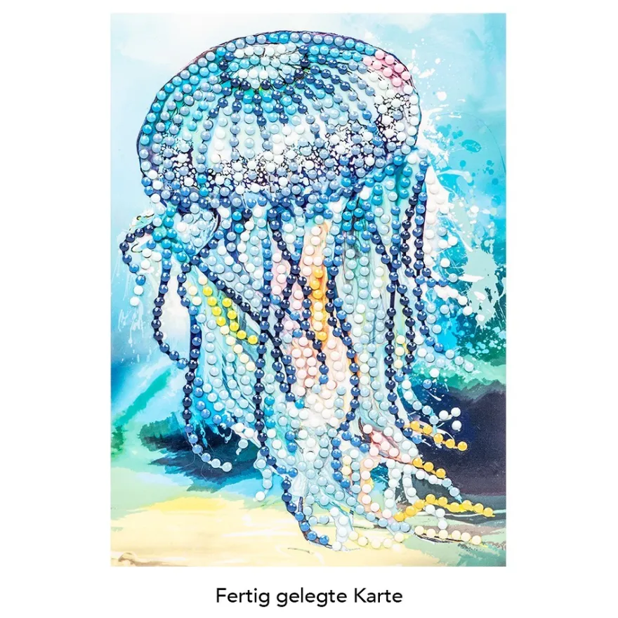 Diamond-Painting-Grußkarte, Qualle, 11,5cm x 16,5cm, inkl. Zubehör