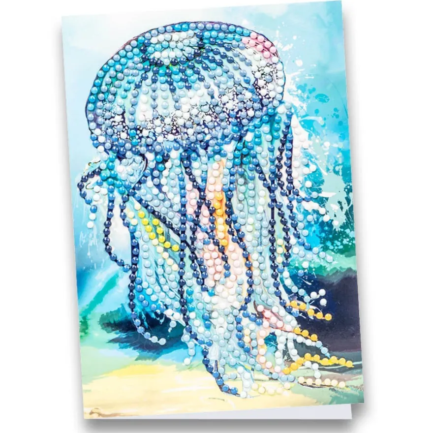 Diamond-Painting-Grußkarte, Qualle, 11,5cm x 16,5cm, inkl. Zubehör