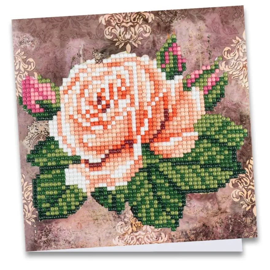 Diamond-Painting-Grußkarte, Rose 1, 16cm x 16cm, inkl. Zubehör