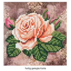 Diamond-Painting-Grußkarte, Rose 1, 16cm x 16cm, inkl. Zubehör