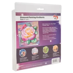 Diamond-Painting-Grußkarte, Rose 3, 16cm x 16cm, inkl. Zubehör