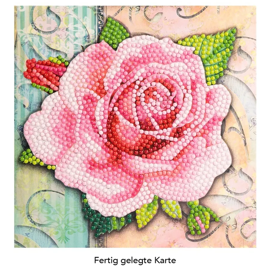 Diamond-Painting-Grußkarte, Rose 4, 16cm x 16cm, inkl. Zubehör