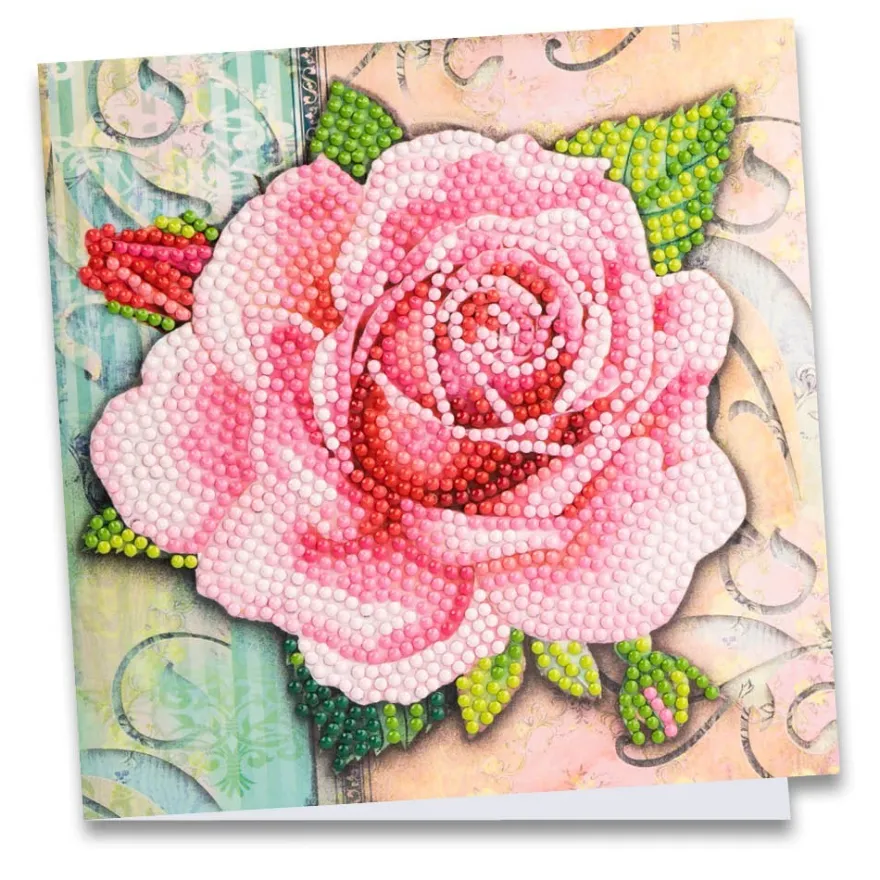 Diamond-Painting-Grußkarte, Rose 4, 16cm x 16cm, inkl. Zubehör